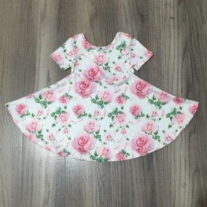 Boutique Floral  Girls Short Sleeve Twirl Dress